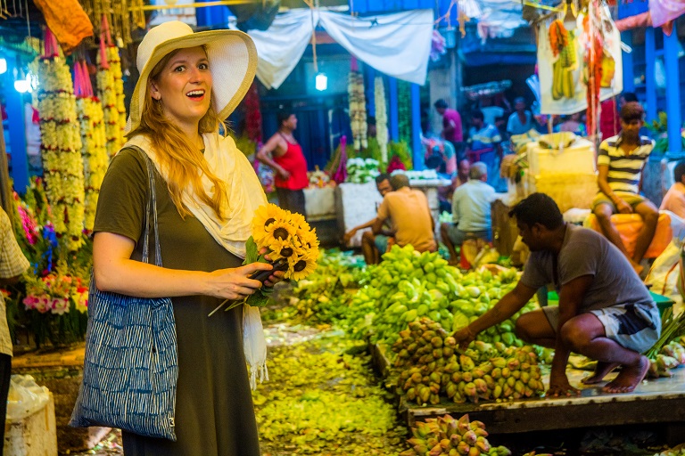 Guests enjoying howrah flower market