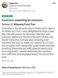 Tripadvisor Review of Calcutta's Best Food Tour