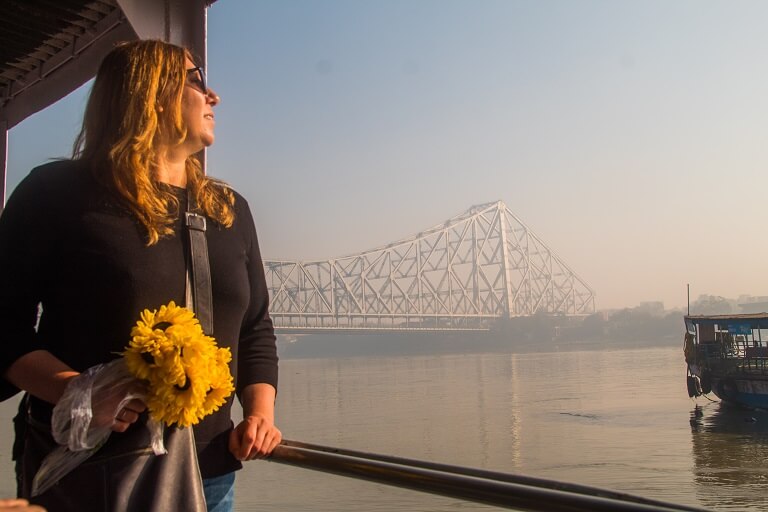 taking a steam boat ride on the river ganga on calcutta's best walking tour the magic hour tour.