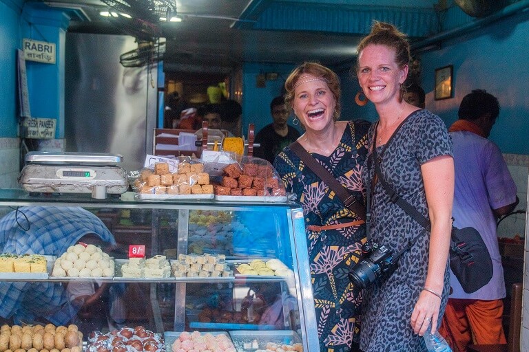 stopping at a famous bengali sweet shop on calcutta's best walking tour the magic hour tour.